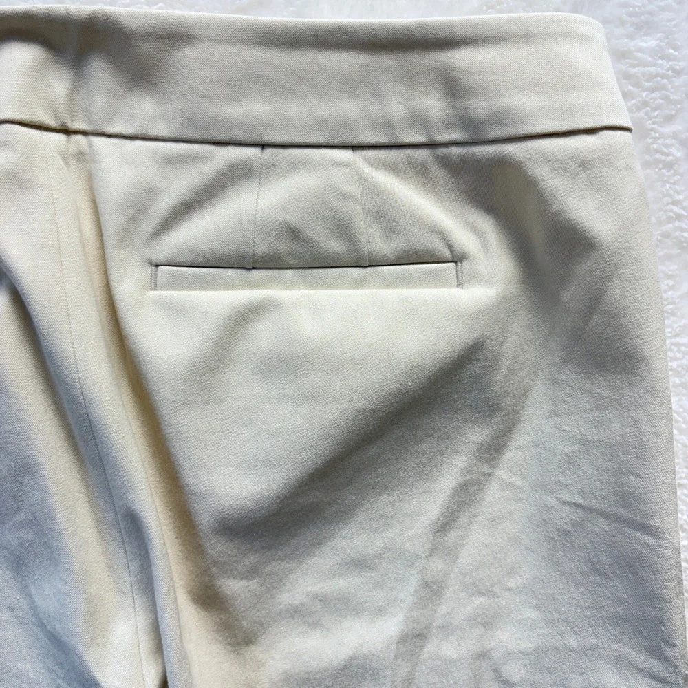 Talbots Chatham Ankle Pant Womens 12P Cream Excellent Side Zip Cotton Blend